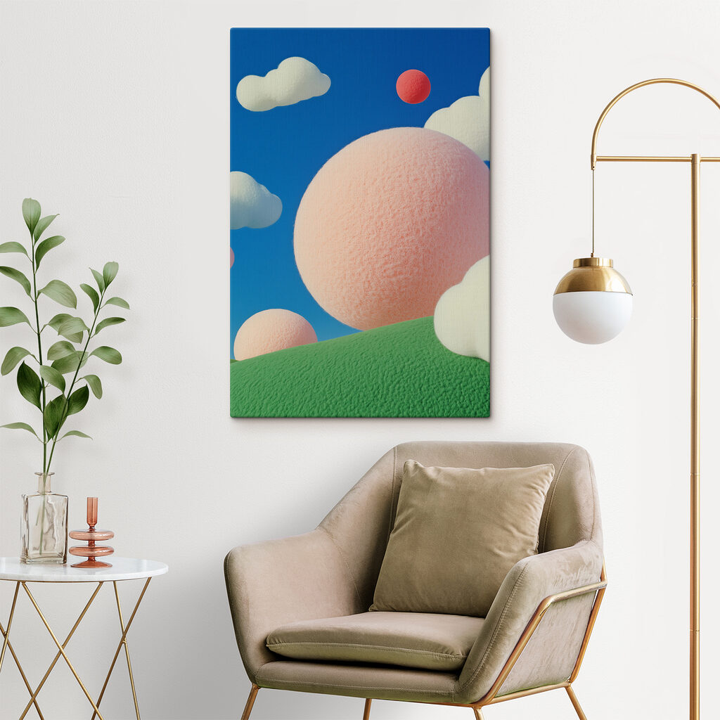 Bolas rosa sobre verde — interior 3