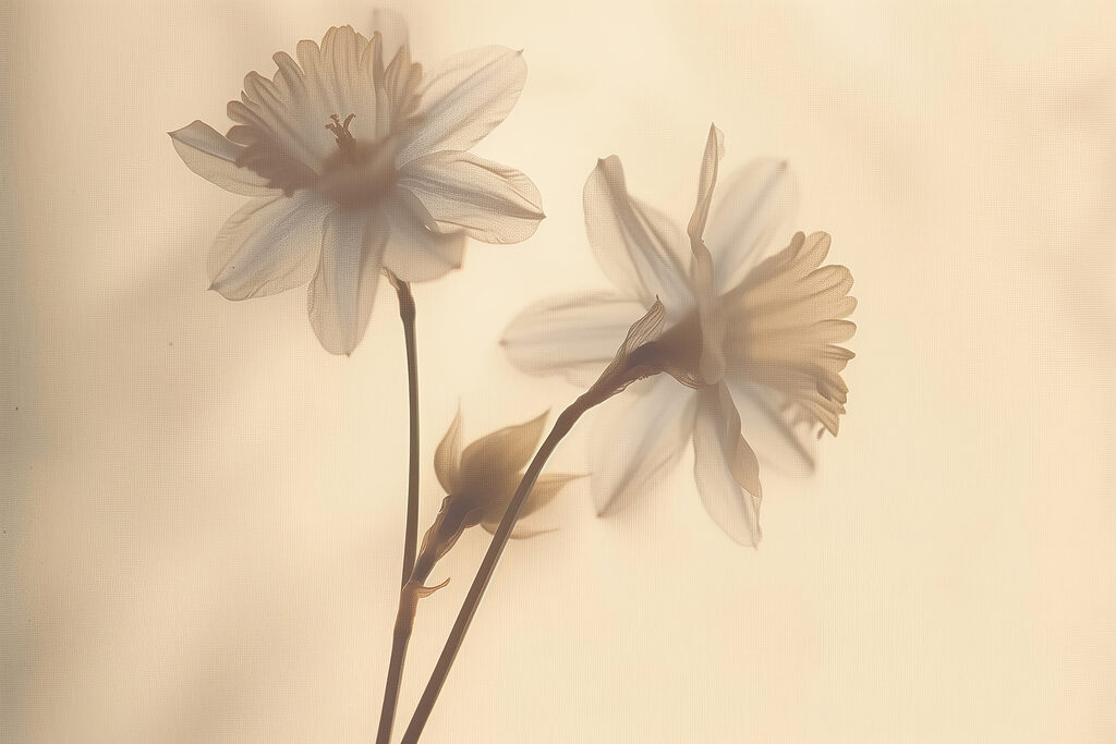 Duas flores em sépia — design completo