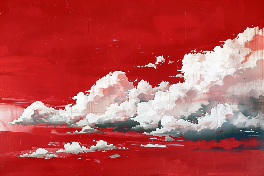 Nuvens deslizam sobre vermelho — design completo