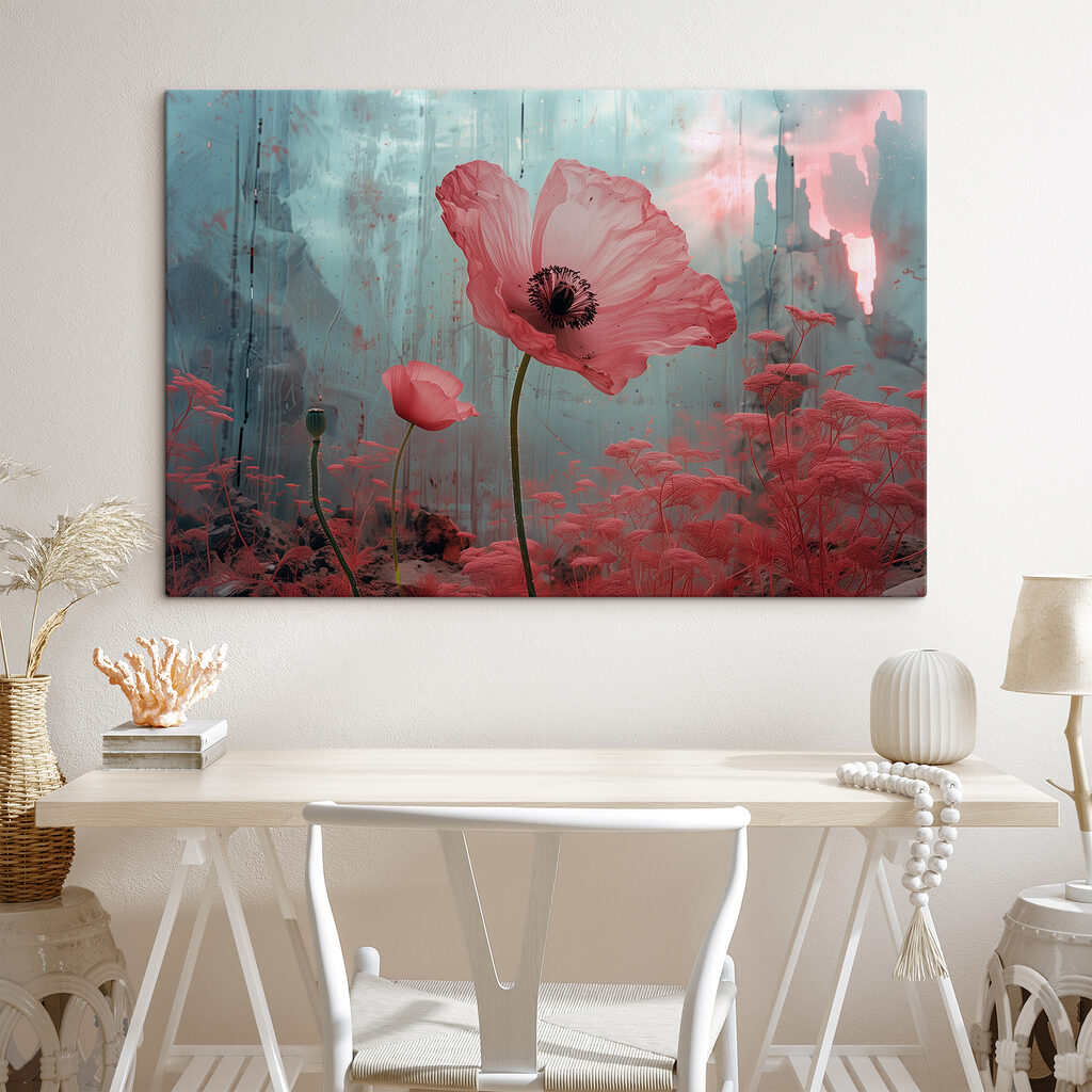 Papoila rosa e névoa — interior 1