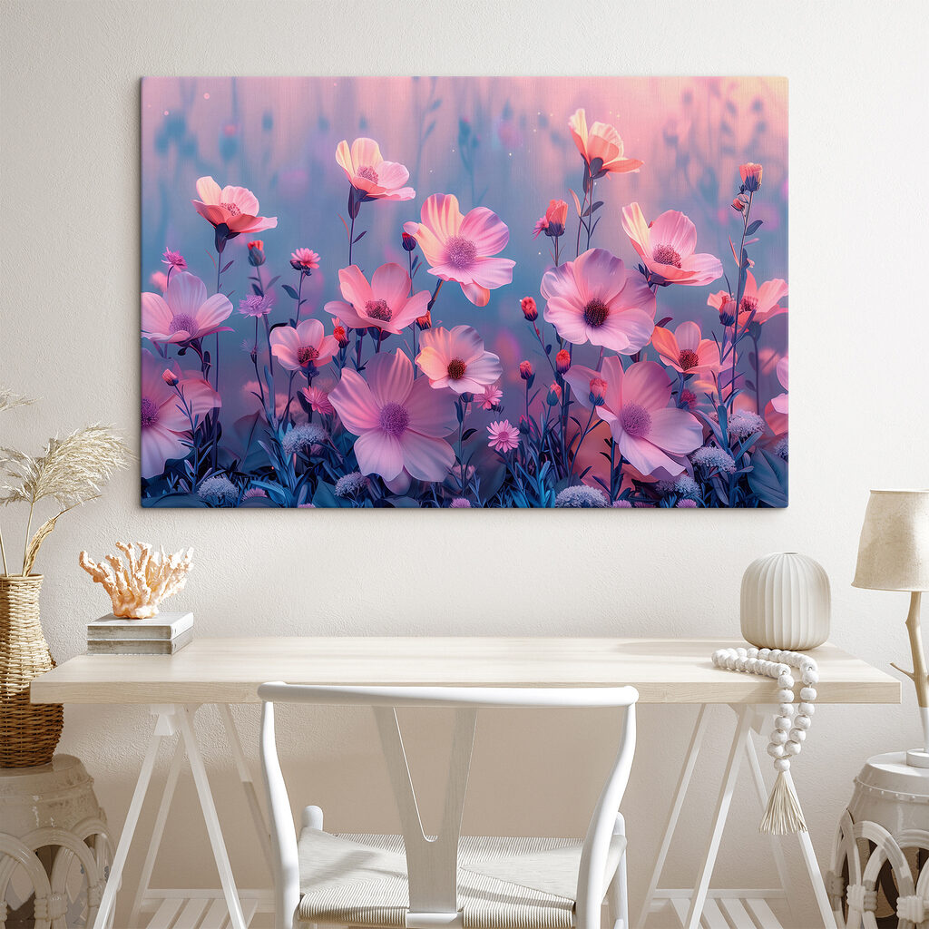 Flores cor-de-rosa sobre lilás — interior 2