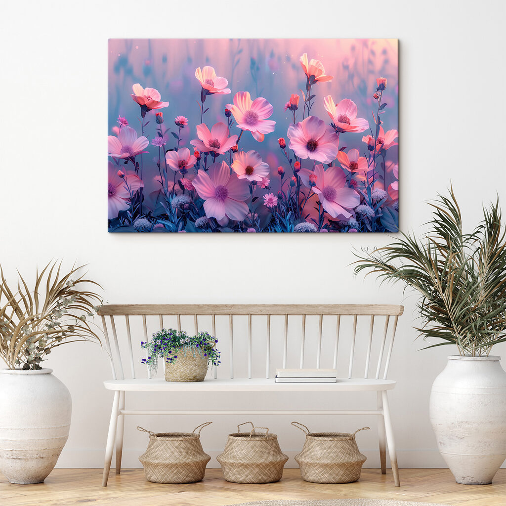 Flores cor-de-rosa sobre lilás — interior 3