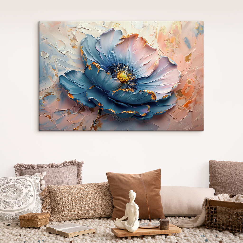 Flor azul com pêssego — interior 2