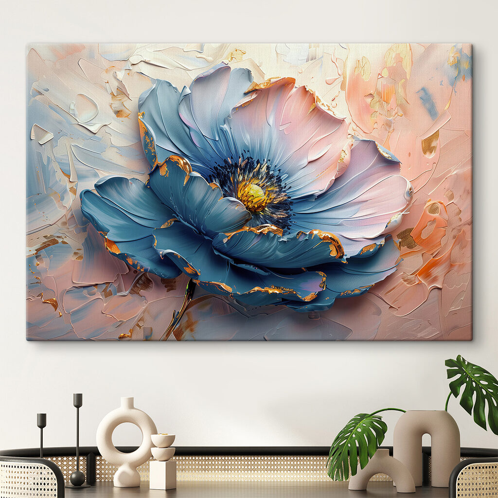 Flor azul com pêssego — interior 1