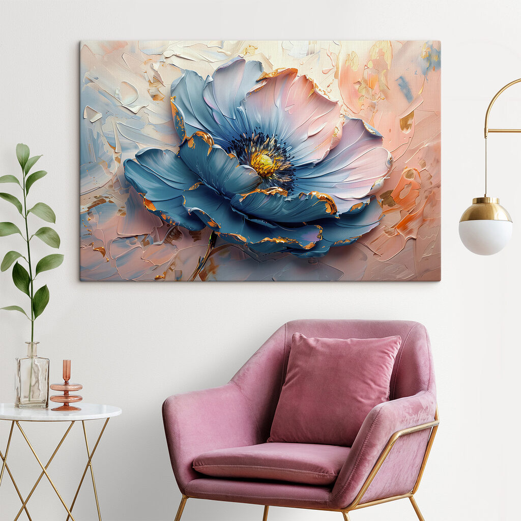 Flor azul com pêssego — interior 3
