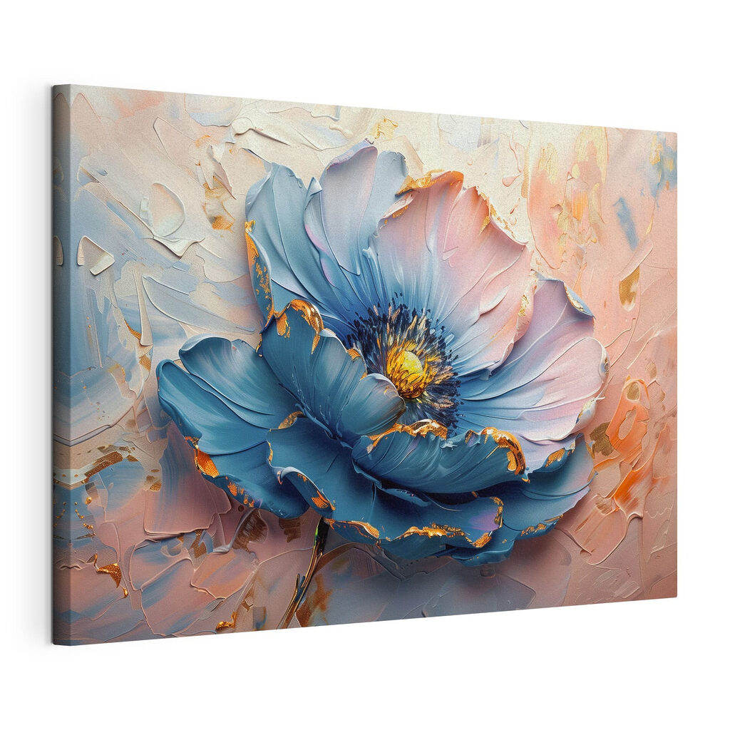 Flor azul com pêssego — vista do produto