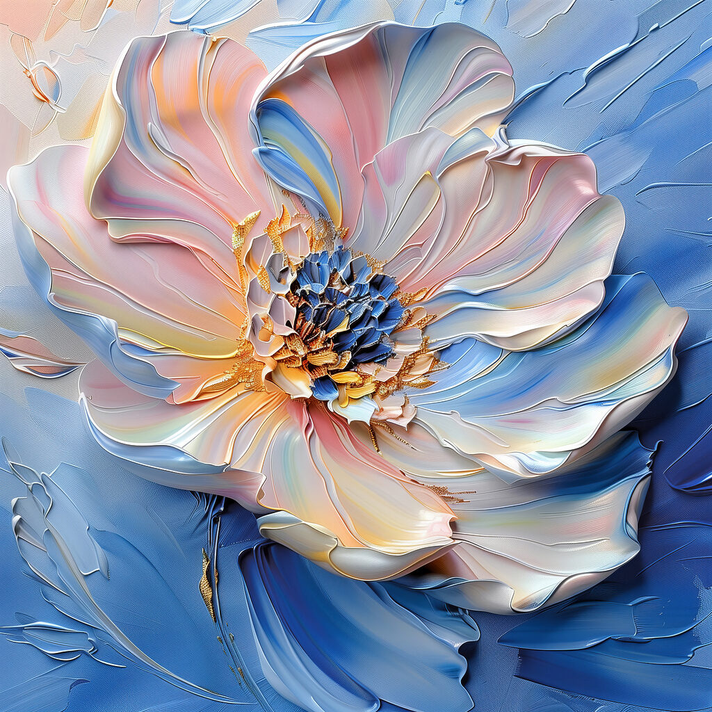 Flor pastel em azul-celeste — design completo