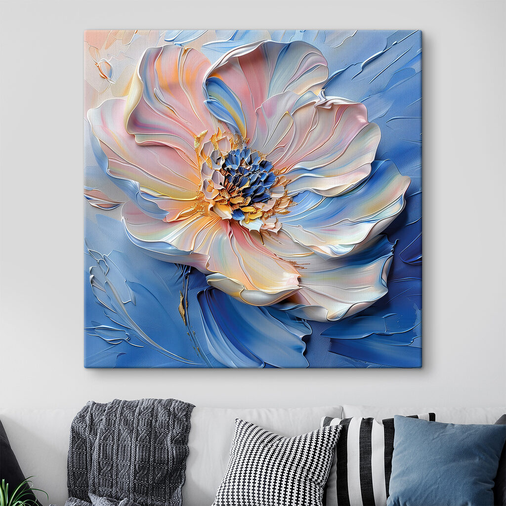 Flor pastel em azul-celeste — interior 1