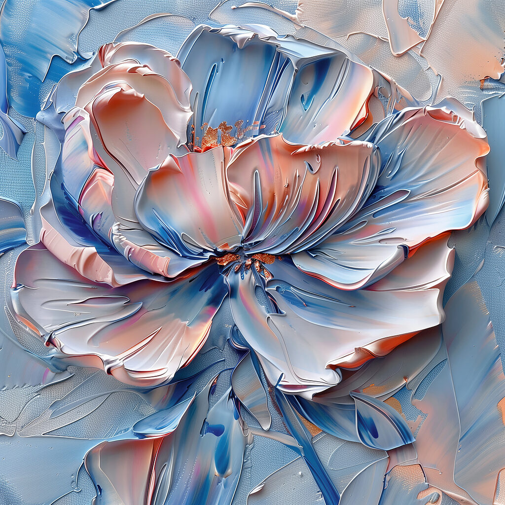 Peónia azul e rosada — design completo