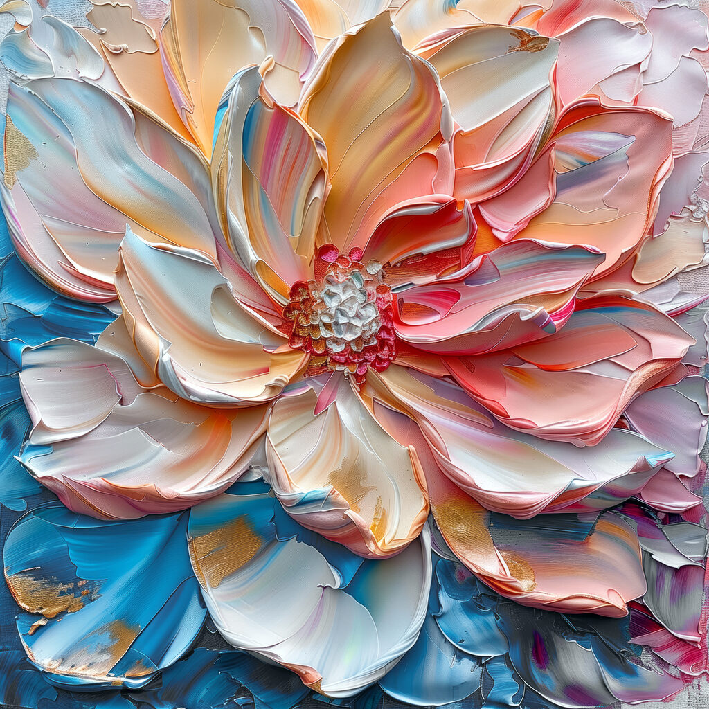 Flor coral e azul — design completo