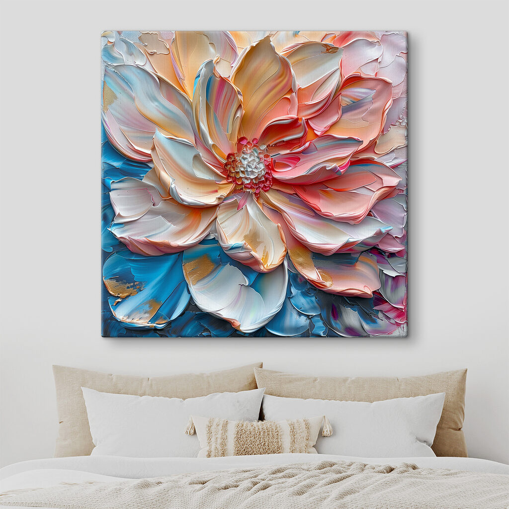 Flor coral e azul — interior 2