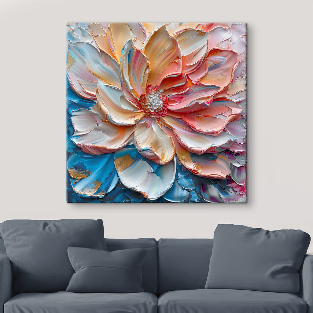 Flor coral e azul — interior 3