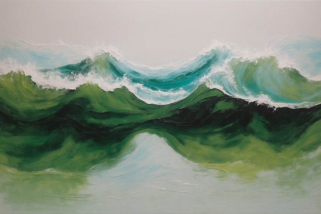 Ondas verdes com espuma — design completo