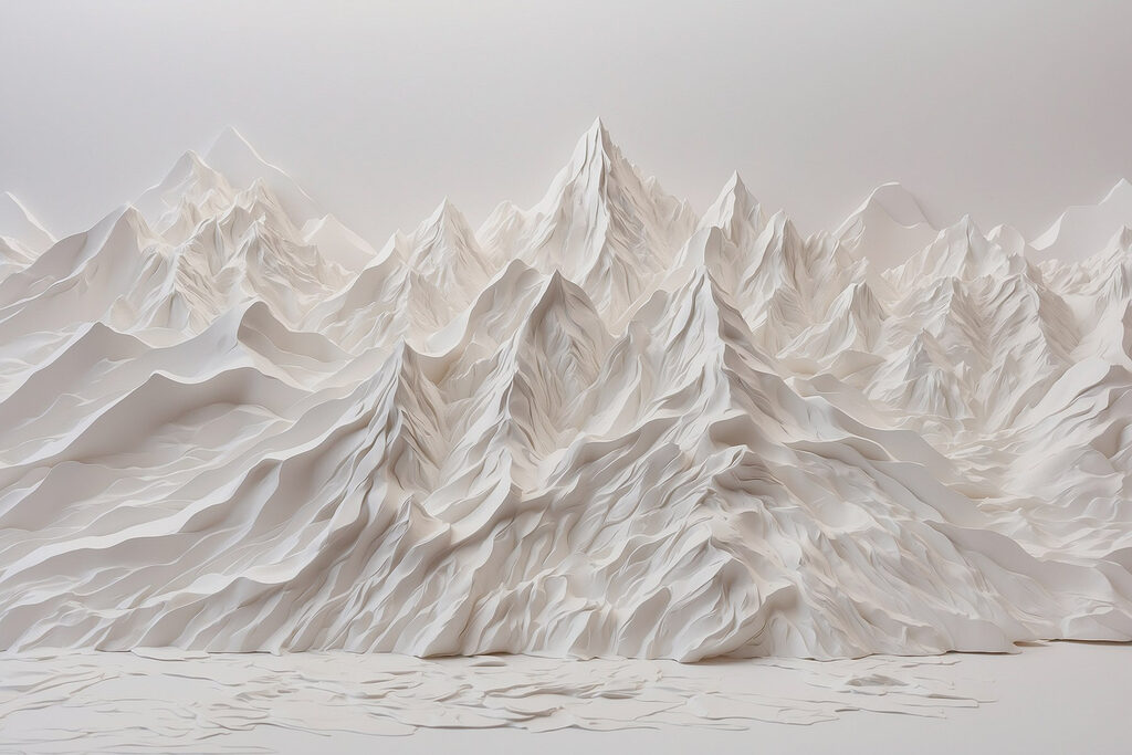 Montanhas pontiagudas em branco — design completo