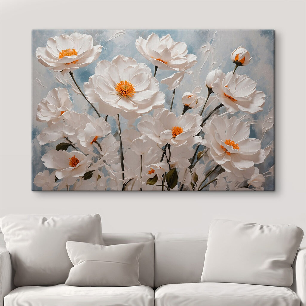 Flores brancas e laranja — interior 2