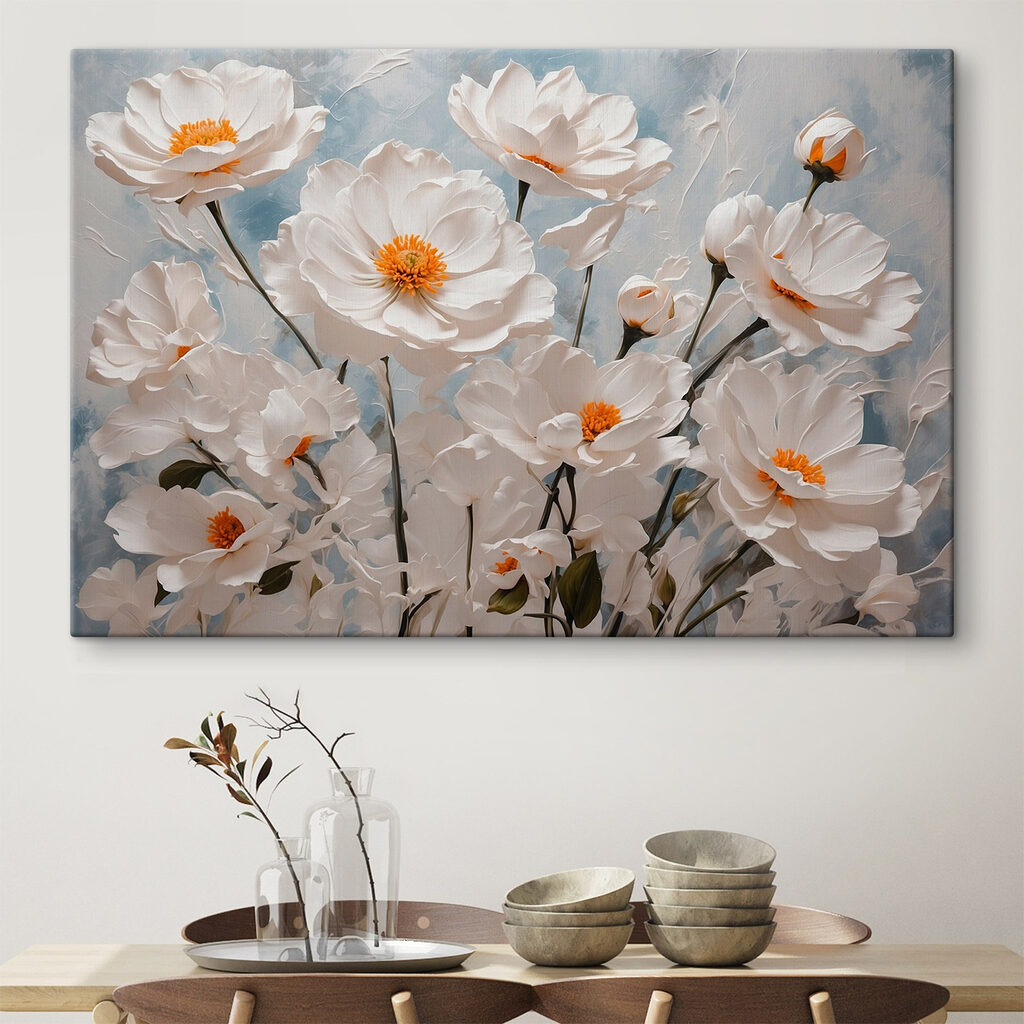Flores brancas e laranja — interior 3
