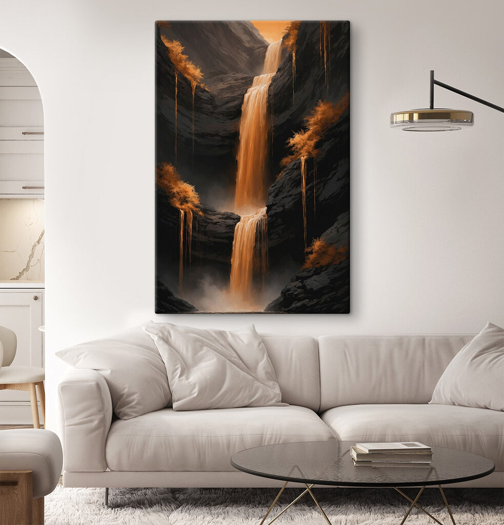 Cascata dourada entre sombras — interior 1
