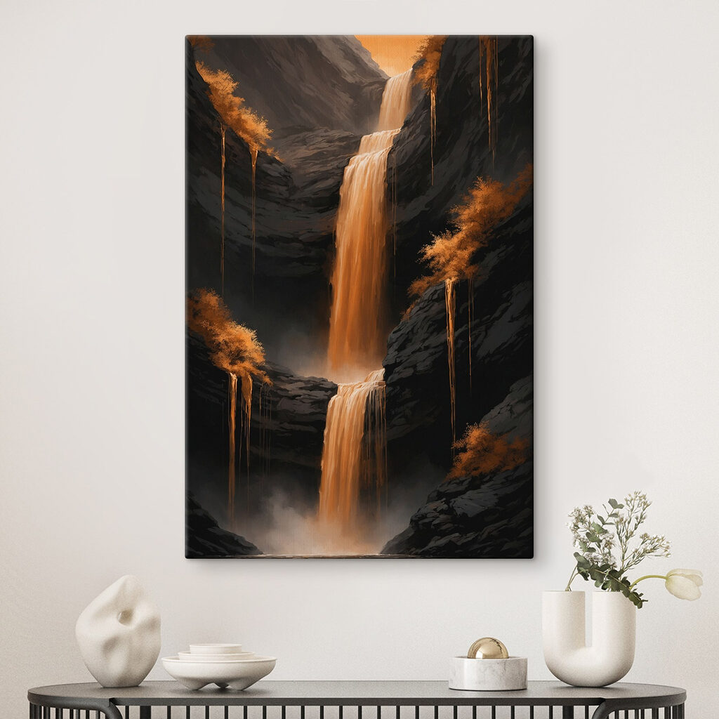 Cascata dourada entre sombras — interior 2