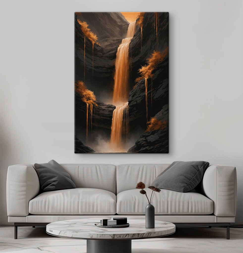 Cascata dourada entre sombras — interior 3