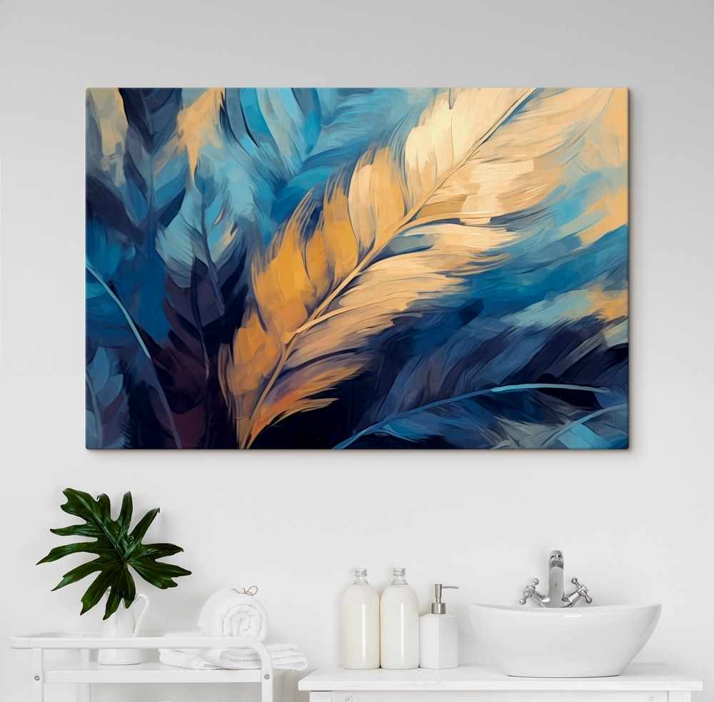 Pena dourada sobre azul-escuro — interior 2