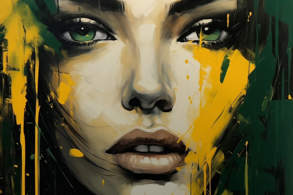 Olhos sob tinta amarela — design completo