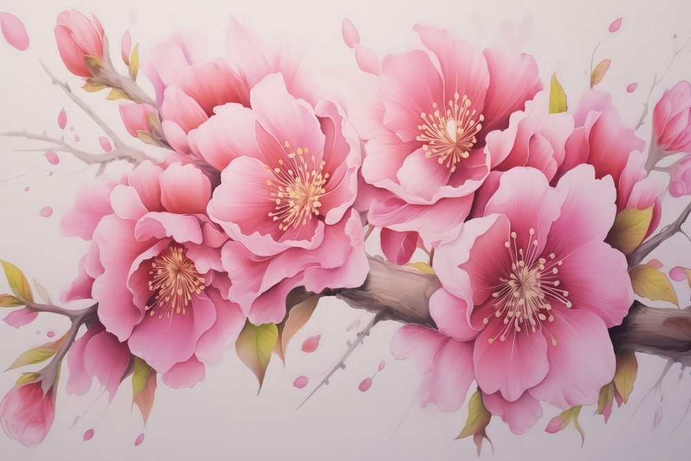 Bloesmo cor-de-rosa em ramos — design completo