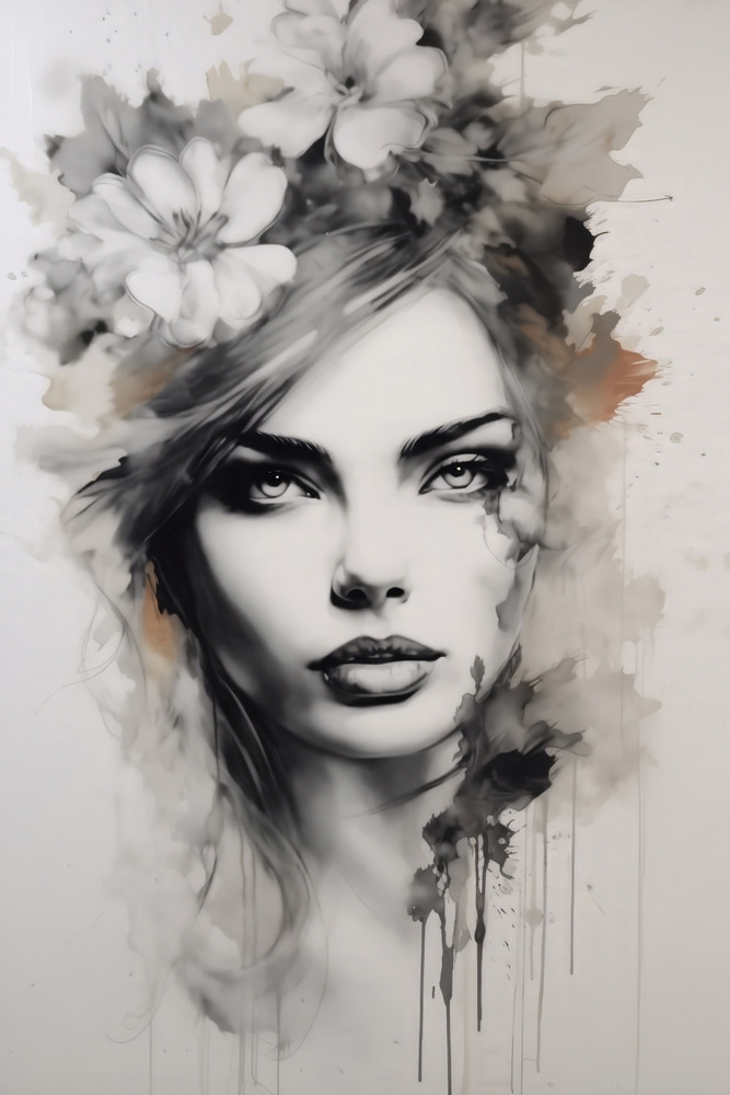 Flores sobre olhos desenhados — design completo