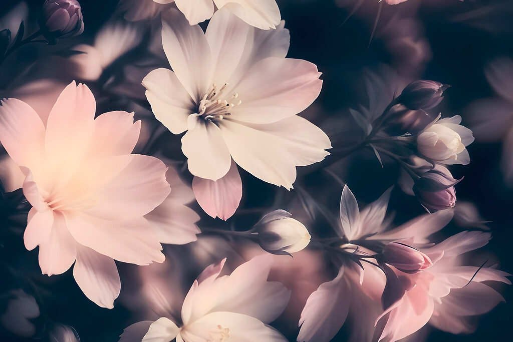 Flores rosa na sombra — design completo