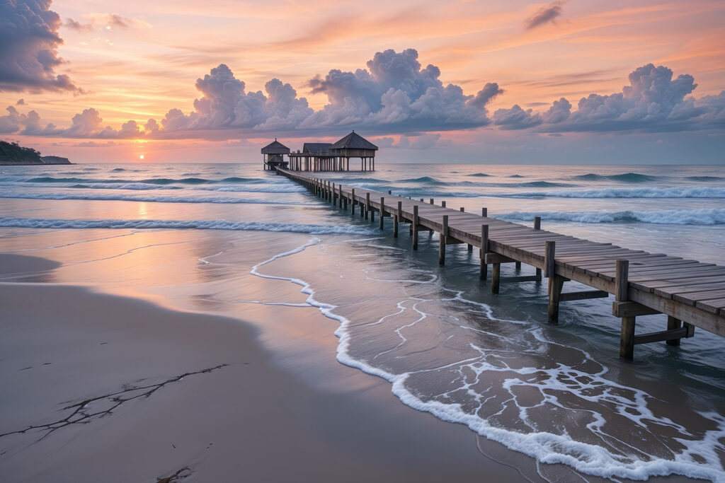 Passadiço ao entardecer — design completo