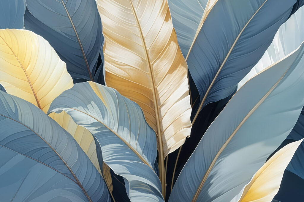 Folhas azul-acinzentadas em diagonal — design completo