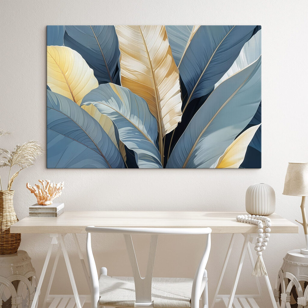 Folhas azul-acinzentadas em diagonal — interior 1