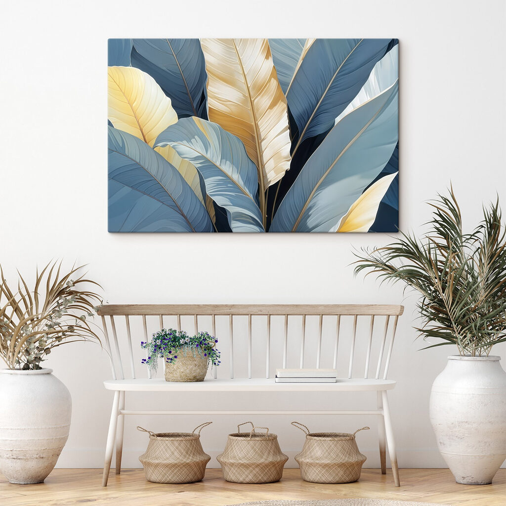 Folhas azul-acinzentadas em diagonal — interior 2
