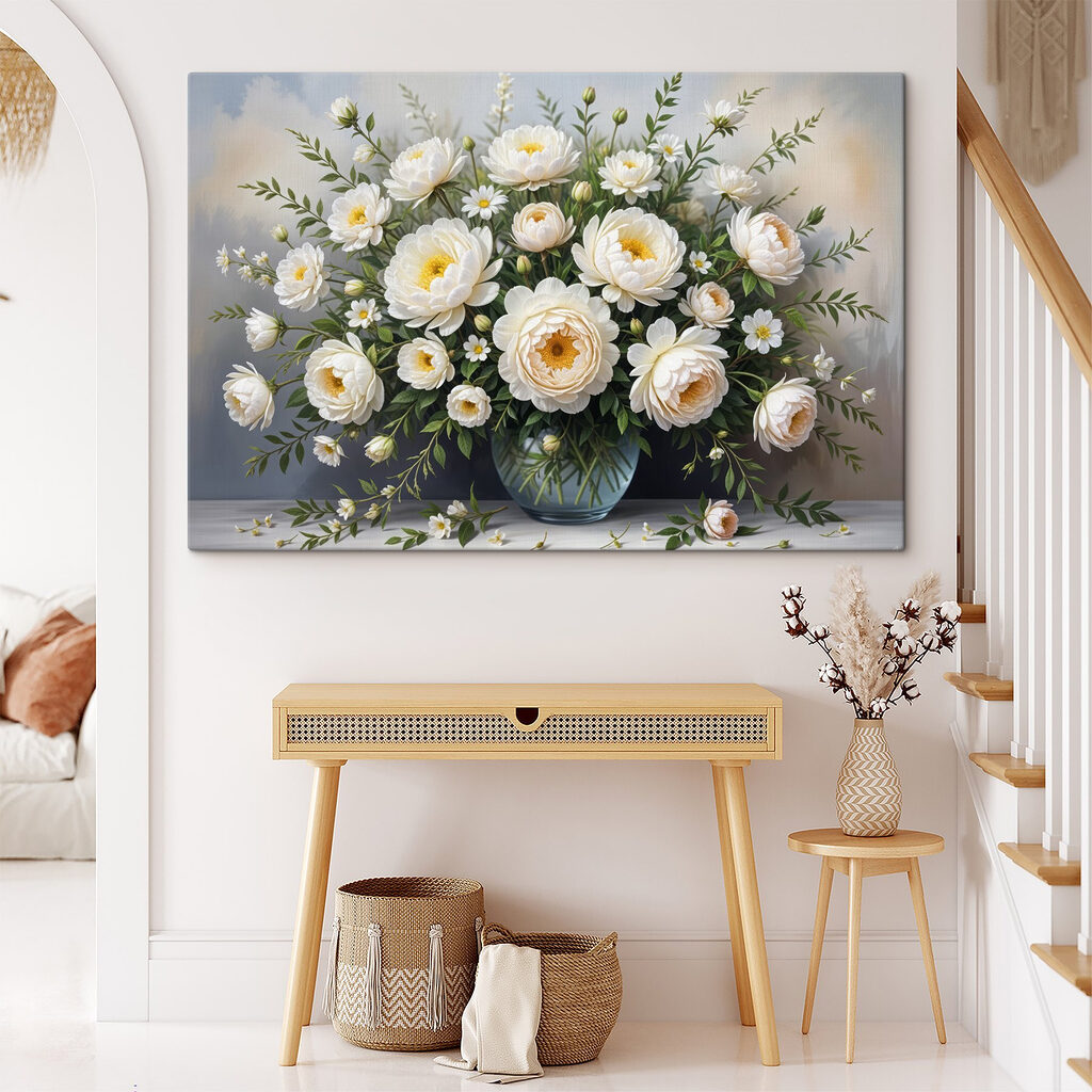 Rosas brancas em vaso — interior 1