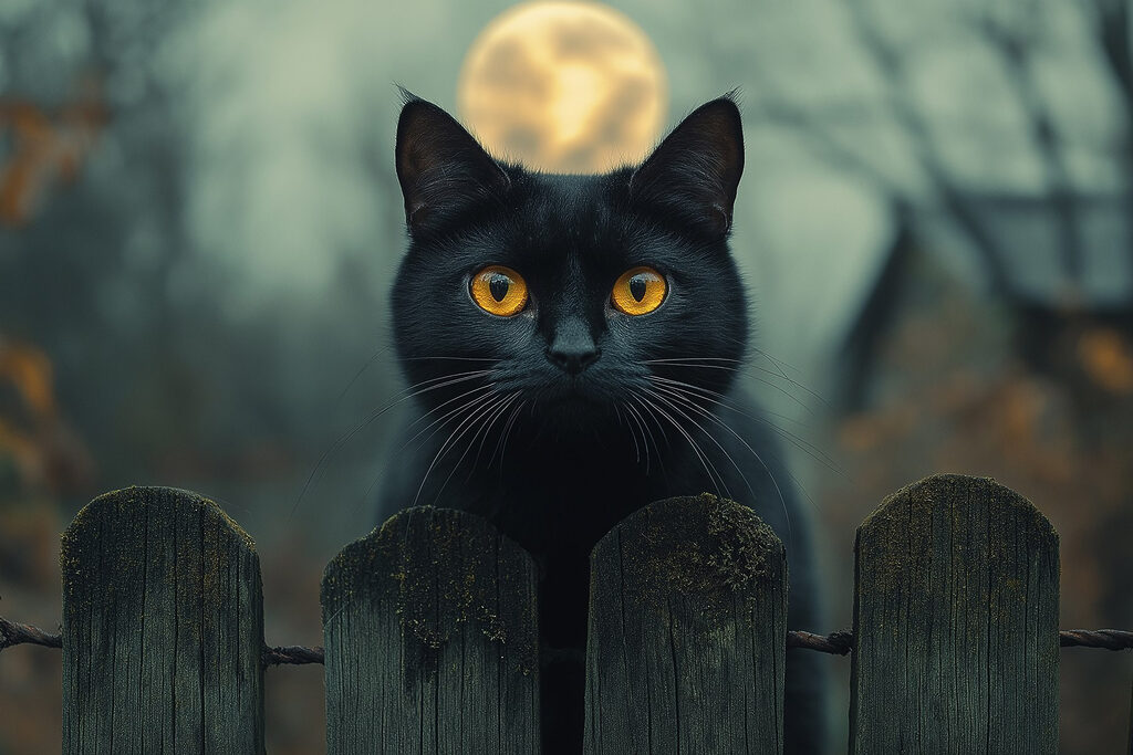 Gato atrás da cerca — design completo