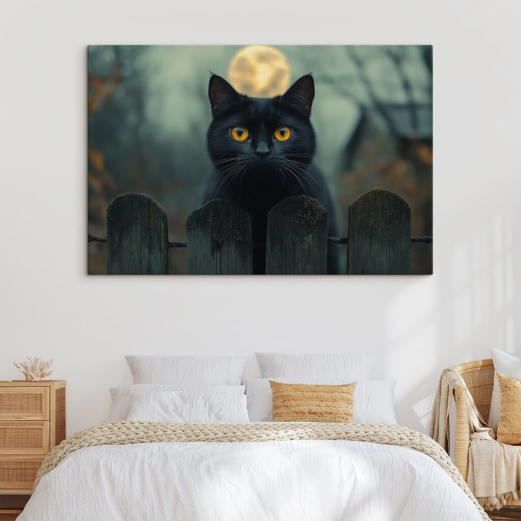 Gato atrás da cerca num interior