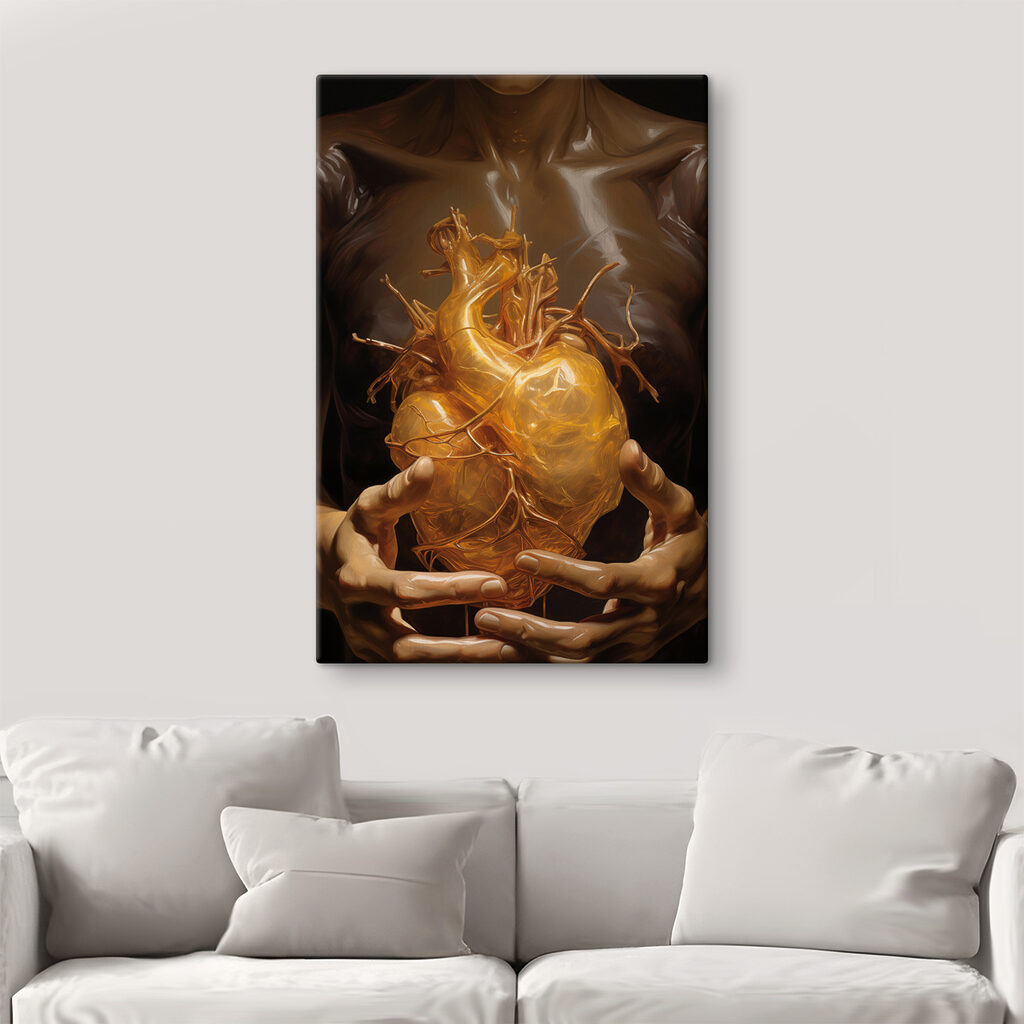 Mãos e coração luminoso — interior 2