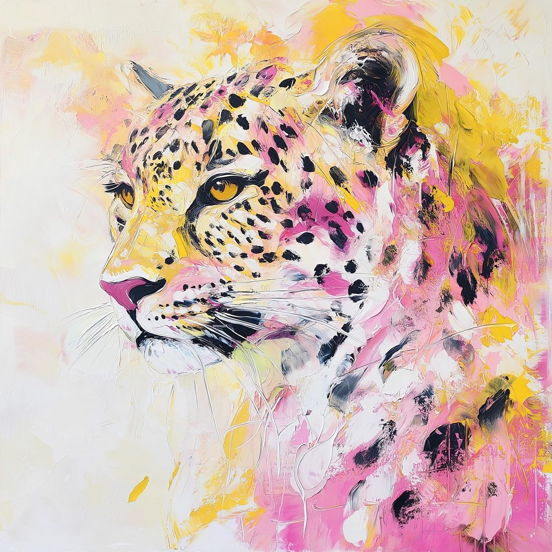 Leopardo entre aguarela rosa — design completo