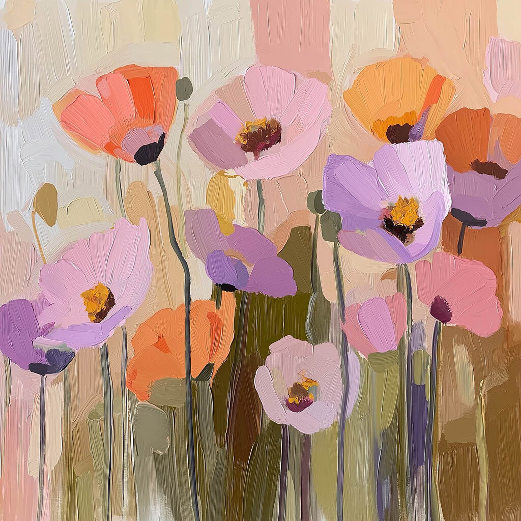 Flores em manchas coloridas — design completo