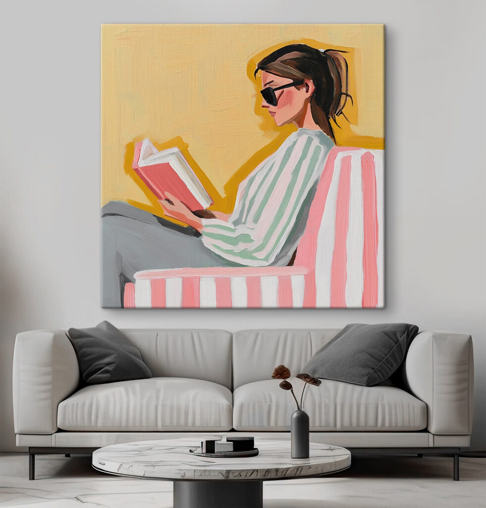 Leitura em riscas rosa — interior 2