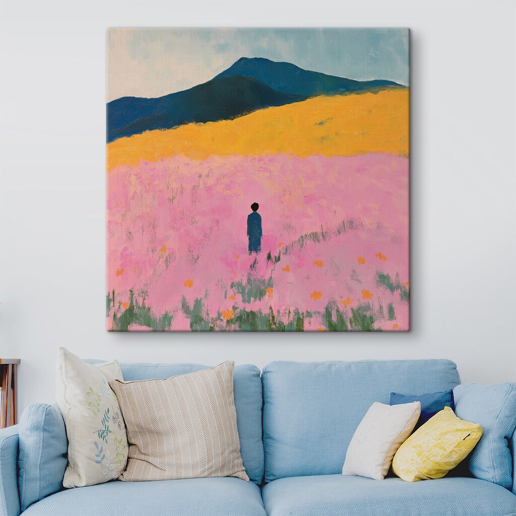 Só num campo rosa num interior