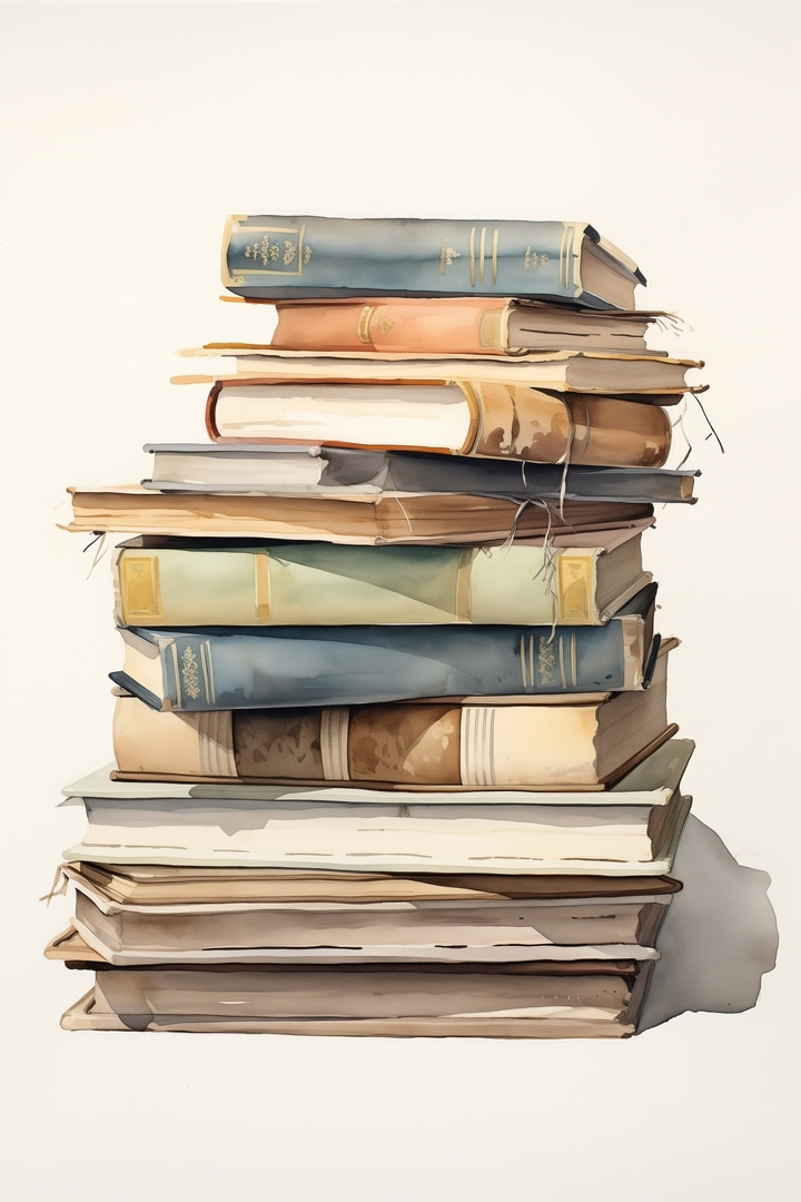 Pilha de livros antigos — design completo