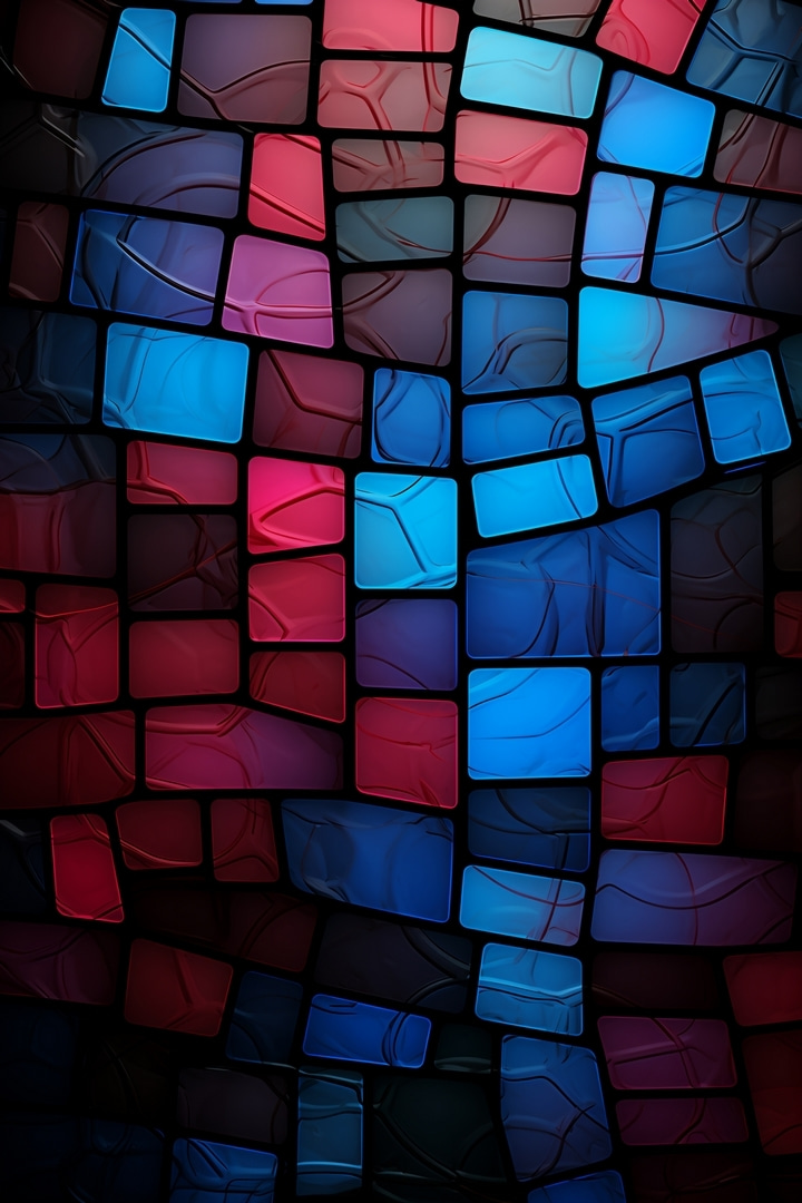 Mosaico azul e vermelho — design completo