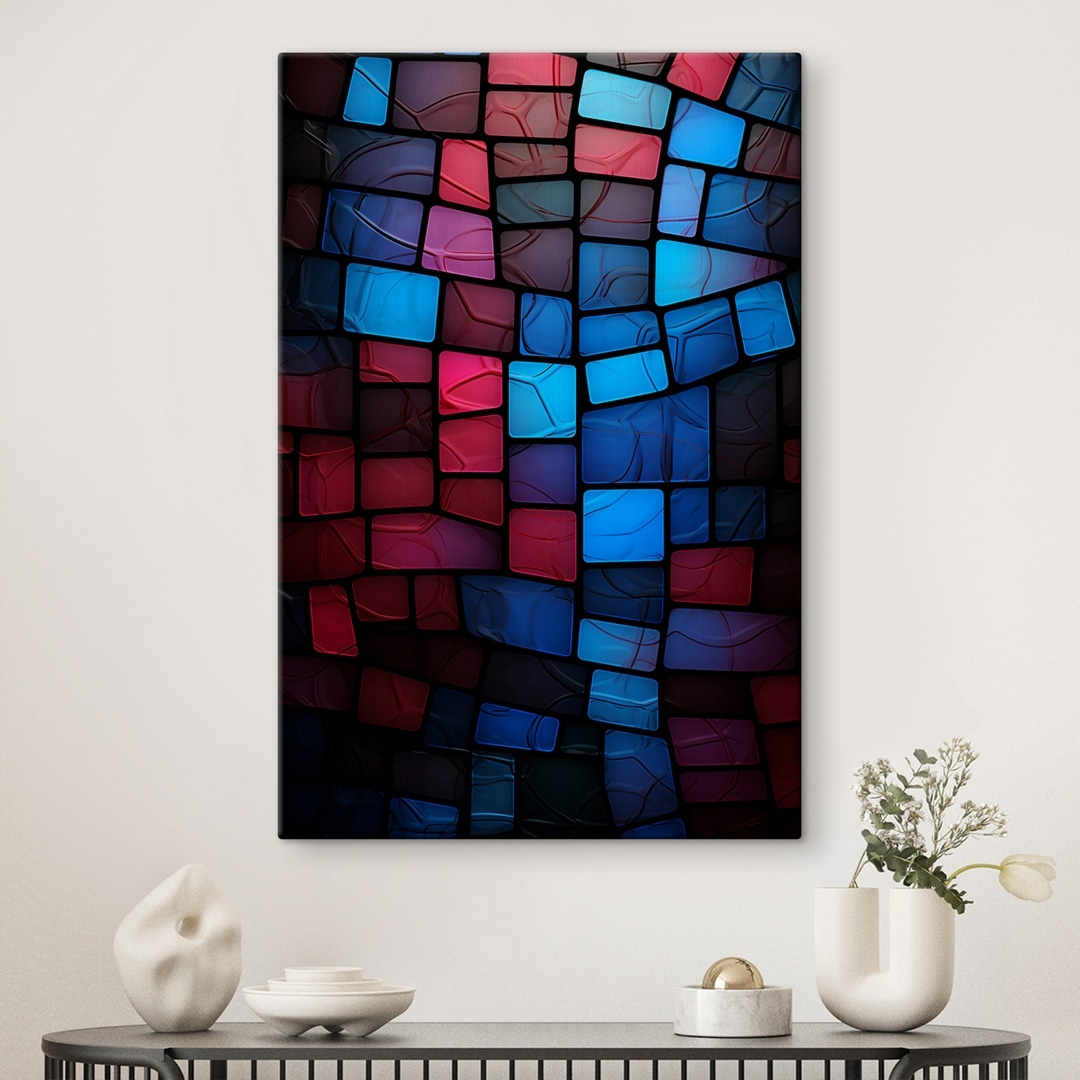 Mosaico azul e vermelho — interior 2
