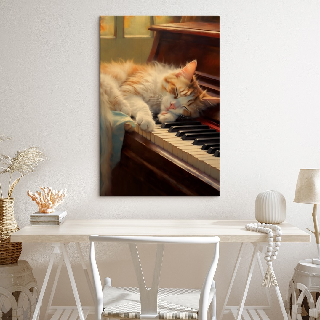 Gatinho adormecido no piano — interior 1