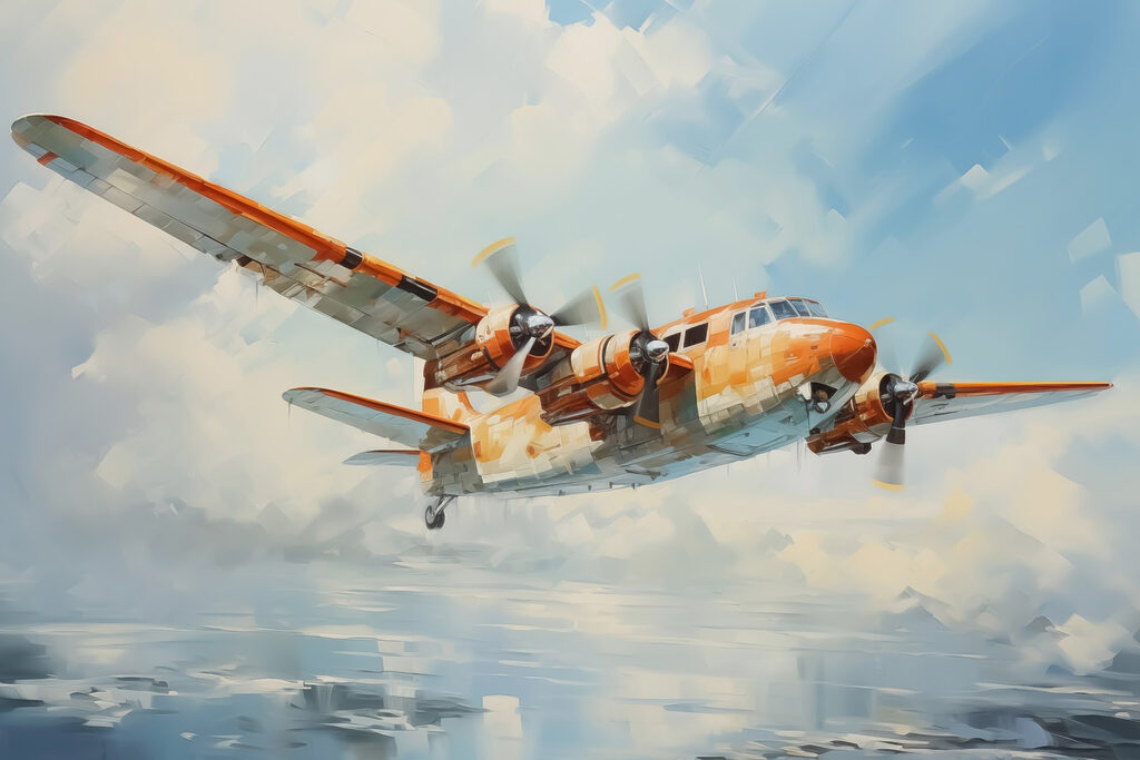 Avião entre nuvens pintadas — design completo