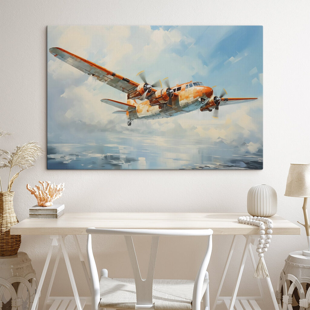 Avião entre nuvens pintadas — interior 2