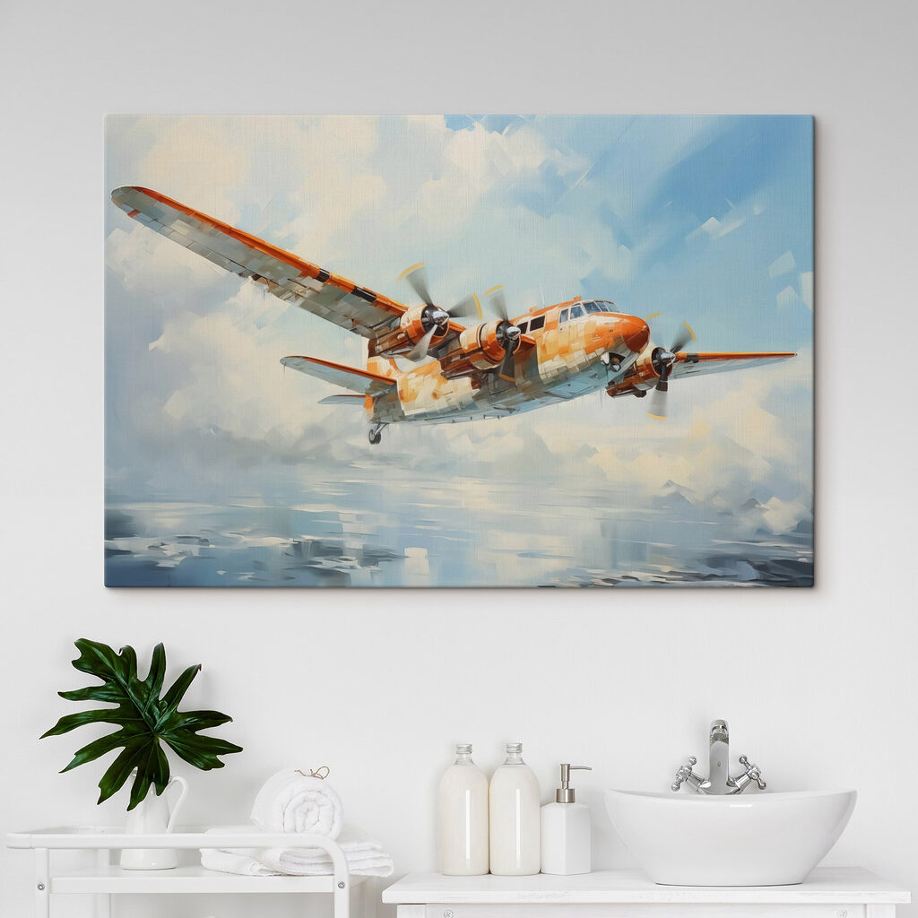 Avião entre nuvens pintadas — interior 1