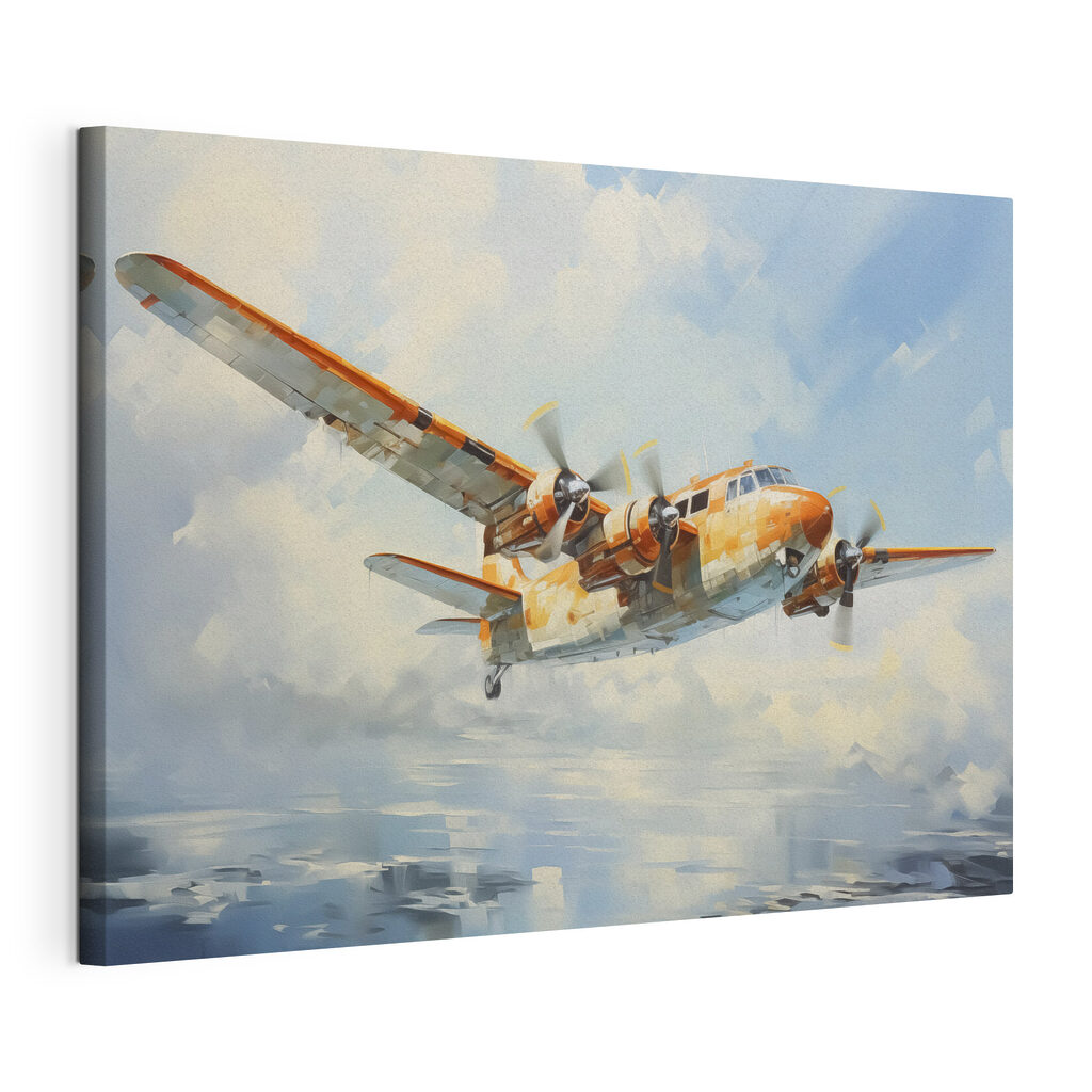 Avião entre nuvens pintadas — vista do produto