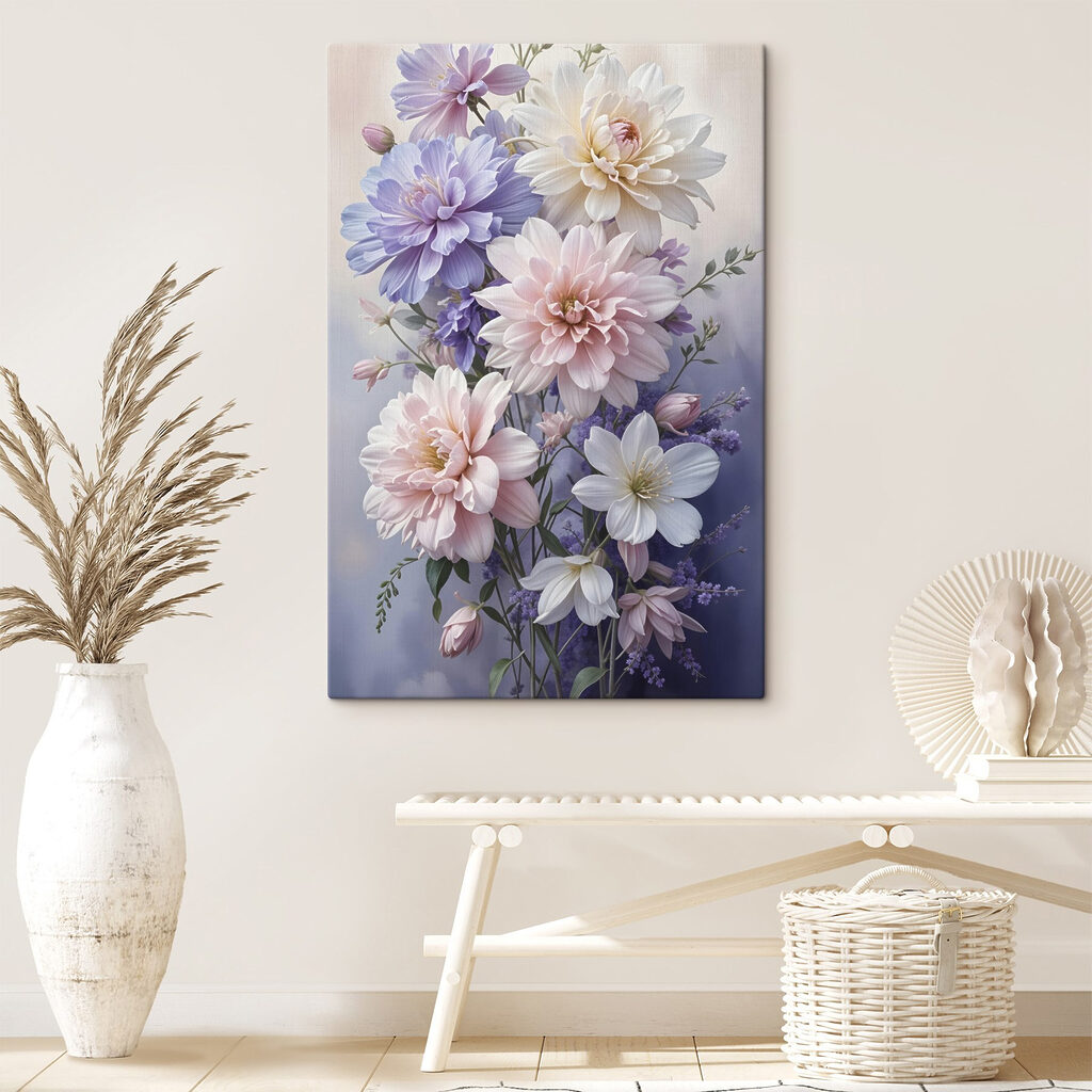 Dálias em tons pastel — interior 1