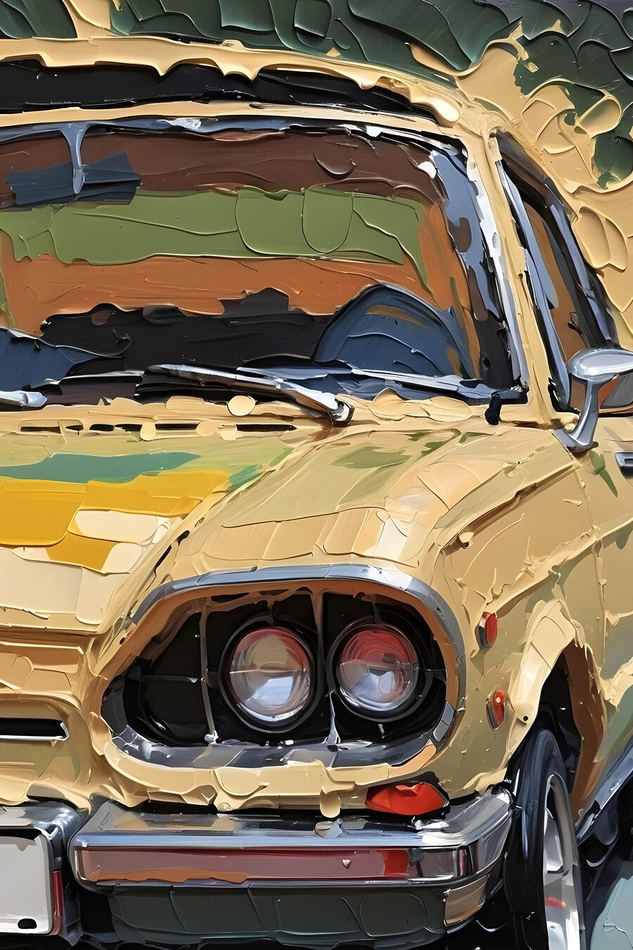 Carro antigo em ocre — design completo